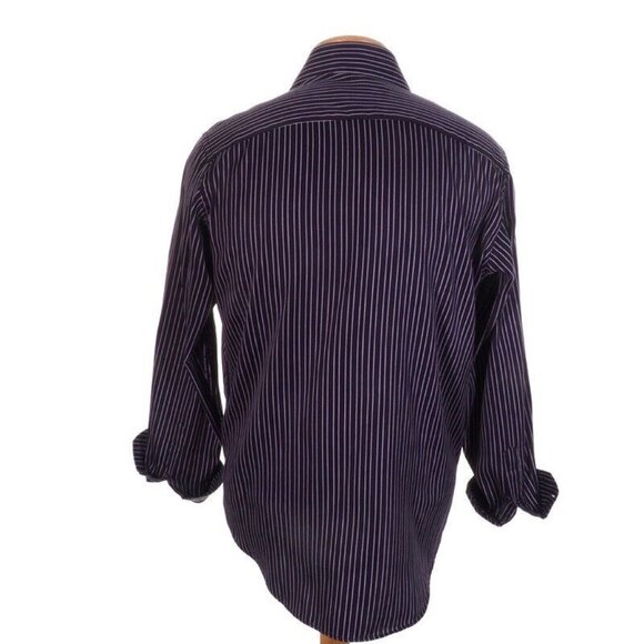 Bugatchi Mens Small 14-14.5 Long Sleeve Striped Shirts With Contrast Cuffs & Col - Picture 6 of 9